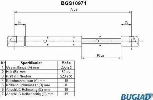 Bugiad BGS10971 - Gāzes atspere, Bagāžas / Kravas nodalījuma vāks ps1.lv