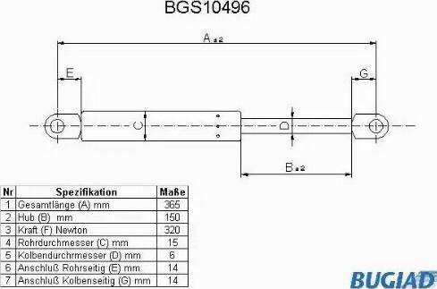 Bugiad BGS10496 - Gāzes atspere, Motora pārsegs ps1.lv