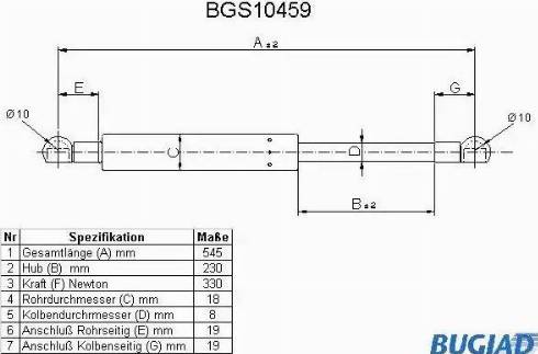 Bugiad BGS10459 - Gāzes atspere, Bagāžas / Kravas nodalījuma vāks ps1.lv