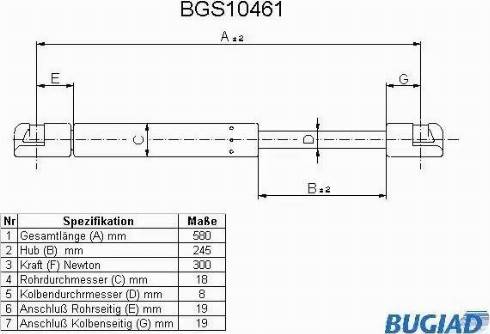 Bugiad BGS10461 - Gāzes atspere, Bagāžas / Kravas nodalījuma vāks ps1.lv