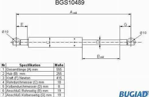 Bugiad BGS10489 - Gāzes atspere, Bagāžas / Kravas nodalījuma vāks ps1.lv