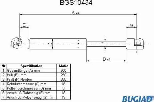 Bugiad BGS10434 - Gāzes atspere, Bagāžas / Kravas nodalījuma vāks ps1.lv