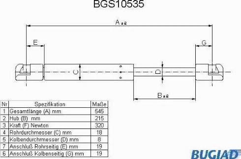 Bugiad BGS10535 - Gāzes atspere, Bagāžas / Kravas nodalījuma vāks ps1.lv