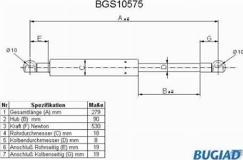 Bugiad BGS10575 - Gāzes atspere, Bagāžas / Kravas nodalījuma vāks ps1.lv