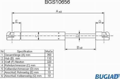 Bugiad BGS10656 - Gāzes atspere, Bagāžas / Kravas nodalījuma vāks ps1.lv