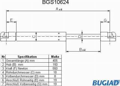 Bugiad BGS10624 - Gāzes atspere, Bagāžas / Kravas nodalījuma vāks ps1.lv