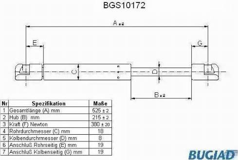 Bugiad BGS10172 - Gāzes atspere, Bagāžas / Kravas nodalījuma vāks ps1.lv