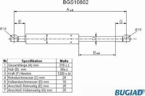 Bugiad BGS10802 - Gāzes atspere, Bagāžas / Kravas nodalījuma vāks ps1.lv