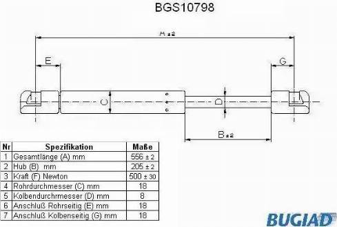 Bugiad BGS10798 - Gāzes atspere, Bagāžas / Kravas nodalījuma vāks ps1.lv