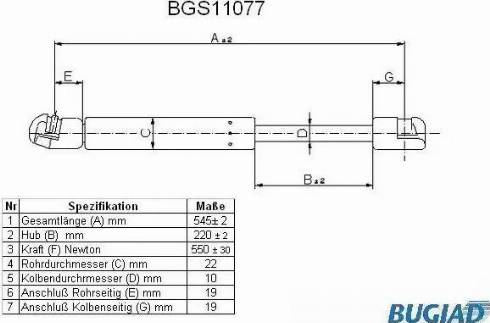 Bugiad BGS11077 - Gāzes atspere, Bagāžas / Kravas nodalījuma vāks ps1.lv