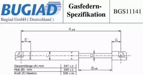 Bugiad BGS11141 - Gāzes atspere, Bagāžas / Kravas nodalījuma vāks ps1.lv