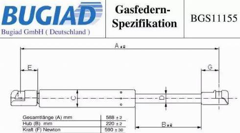 Bugiad BGS11155 - Gāzes atspere, Motora pārsegs ps1.lv