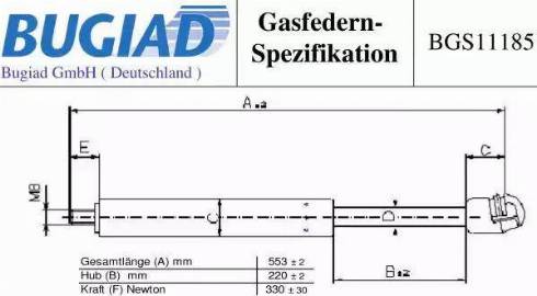 Bugiad BGS11185 - Gāzes atspere, Motora pārsegs ps1.lv