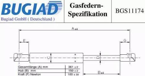 Bugiad BGS11174 - Gāzes atspere, Aizmugurējais stikls ps1.lv