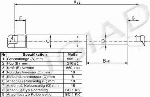 Bugiad BGS11178 - Gāzes atspere, Bagāžas / Kravas nodalījuma vāks ps1.lv