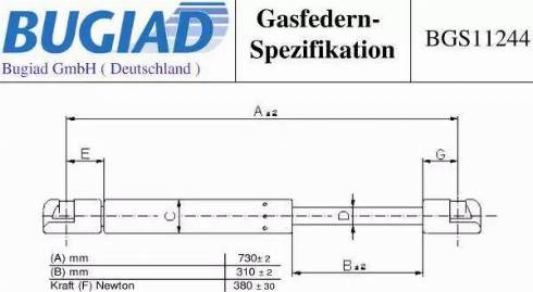 Bugiad BGS11244 - Gāzes atspere, Motora pārsegs ps1.lv