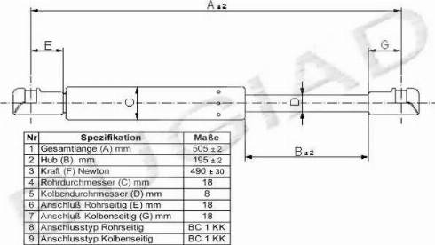 Bugiad BGS11202 - Gāzes atspere, Bagāžas / Kravas nodalījuma vāks ps1.lv