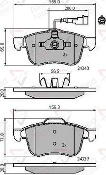 KRAFT AUTOMOTIVE 6006893 - Bremžu uzliku kompl., Disku bremzes ps1.lv