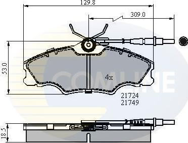 Comline CBP1433 - Bremžu uzliku kompl., Disku bremzes ps1.lv