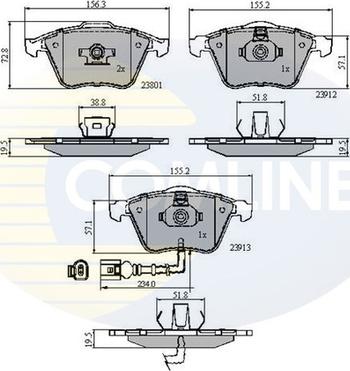 Comline CBP11628 - Bremžu uzliku kompl., Disku bremzes ps1.lv