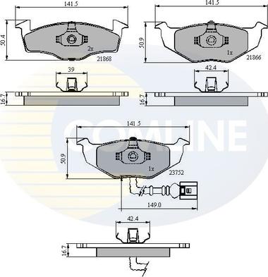 Comline CBP1707 - Bremžu uzliku kompl., Disku bremzes ps1.lv