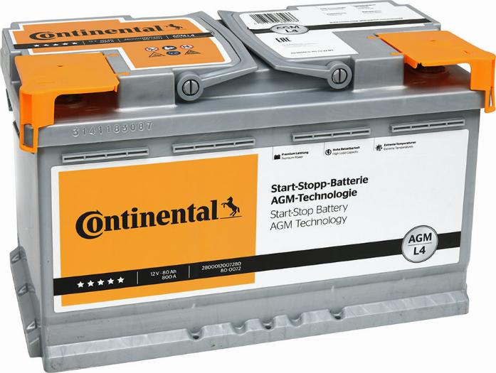 Continental 2800012007280 - Startera akumulatoru baterija ps1.lv