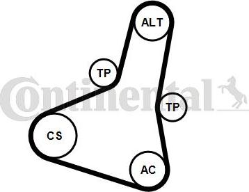 Contitech 6PK1004 EXTRA K1 - Ķīļrievu siksnu komplekts ps1.lv