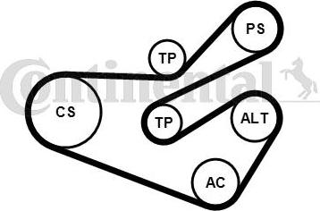 Contitech 6PK1740K3 - Ķīļrievu siksnu komplekts ps1.lv