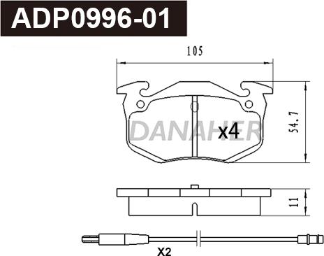 Danaher ADP0996-01 - Bremžu uzliku kompl., Disku bremzes ps1.lv