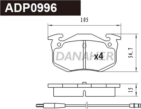 Danaher ADP0996 - Bremžu uzliku kompl., Disku bremzes ps1.lv