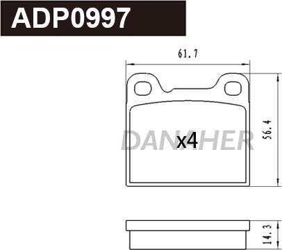 Danaher ADP0997 - Bremžu uzliku kompl., Disku bremzes ps1.lv