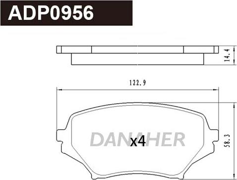 Danaher ADP0956 - Bremžu uzliku kompl., Disku bremzes ps1.lv