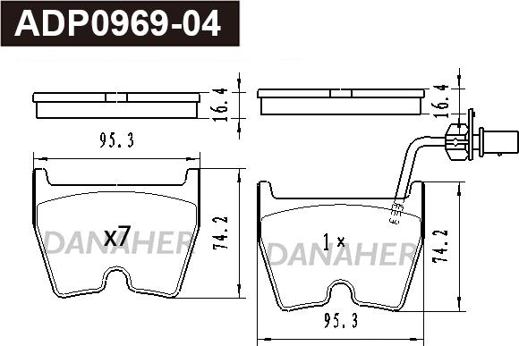 Danaher ADP0969-04 - Bremžu uzliku kompl., Disku bremzes ps1.lv