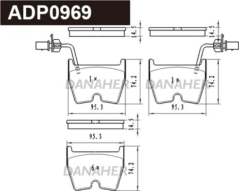 Danaher ADP0969 - Bremžu uzliku kompl., Disku bremzes ps1.lv