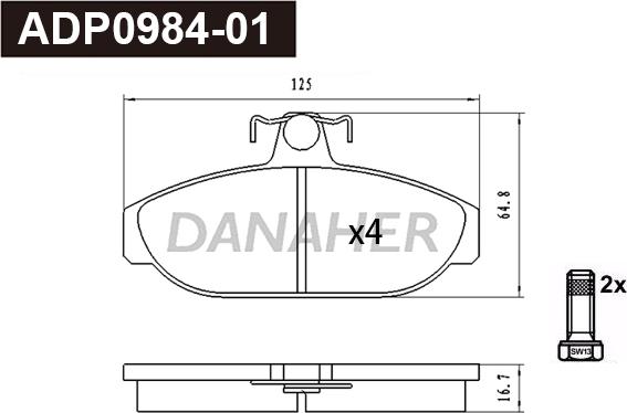 Danaher ADP0984-01 - Bremžu uzliku kompl., Disku bremzes ps1.lv