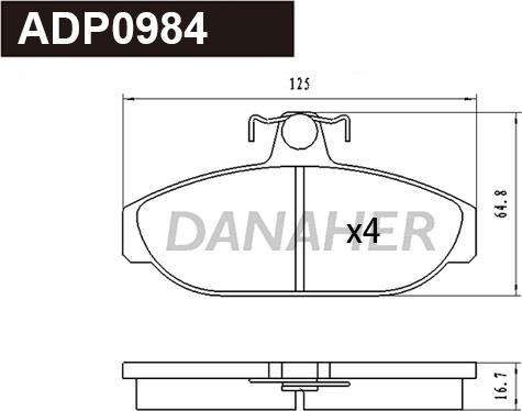 Danaher ADP0984 - Bremžu uzliku kompl., Disku bremzes ps1.lv