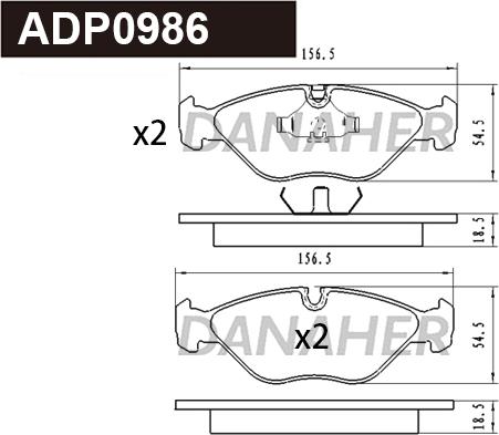 Danaher ADP0986 - Bremžu uzliku kompl., Disku bremzes ps1.lv