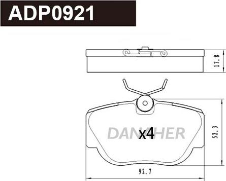 Danaher ADP0921 - Bremžu uzliku kompl., Disku bremzes ps1.lv