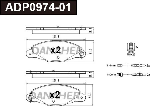 Danaher ADP0974-01 - Bremžu uzliku kompl., Disku bremzes ps1.lv