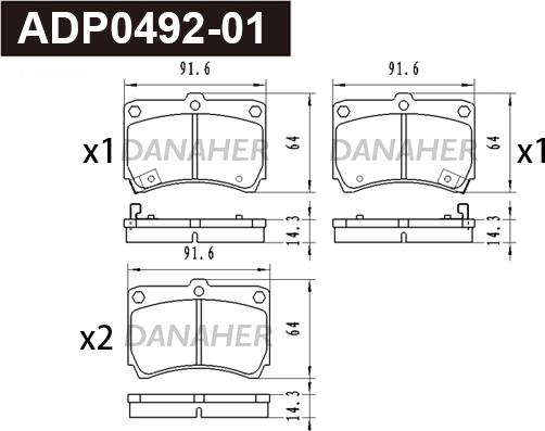 Danaher ADP0492-01 - Bremžu uzliku kompl., Disku bremzes ps1.lv