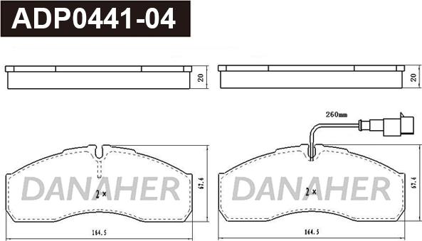 Danaher ADP0441-04 - Bremžu uzliku kompl., Disku bremzes ps1.lv