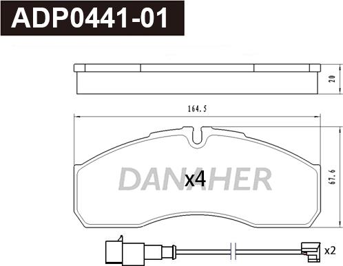 Danaher ADP0441-01 - Bremžu uzliku kompl., Disku bremzes ps1.lv