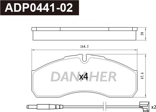 Danaher ADP0441-02 - Bremžu uzliku kompl., Disku bremzes ps1.lv