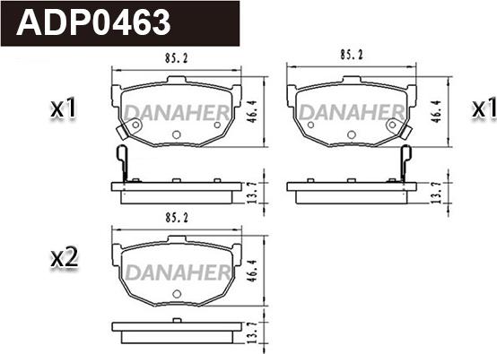 Danaher ADP0463 - Bremžu uzliku kompl., Disku bremzes ps1.lv