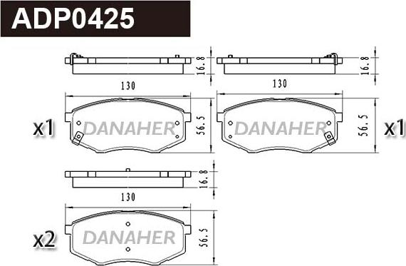 Danaher ADP0425 - Bremžu uzliku kompl., Disku bremzes ps1.lv