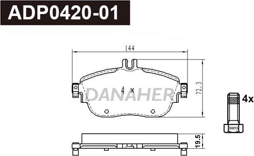 Danaher ADP0420-01 - Bremžu uzliku kompl., Disku bremzes ps1.lv