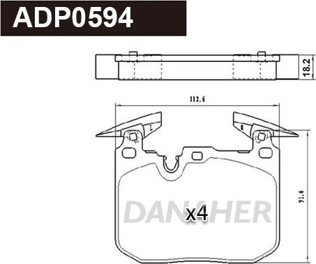 Danaher ADP0594 - Bremžu uzliku kompl., Disku bremzes ps1.lv