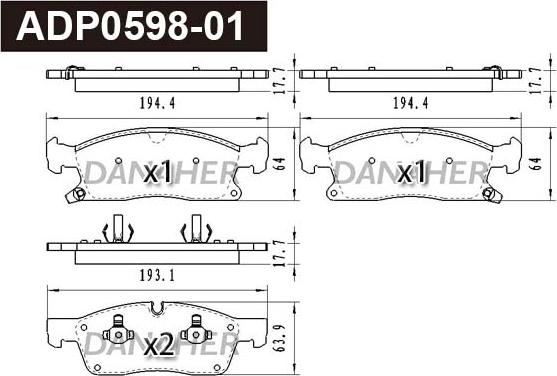 Danaher ADP0598-01 - Bremžu uzliku kompl., Disku bremzes ps1.lv