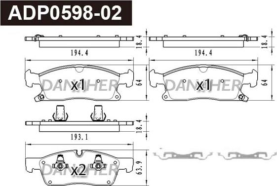 Danaher ADP0598-02 - Bremžu uzliku kompl., Disku bremzes ps1.lv