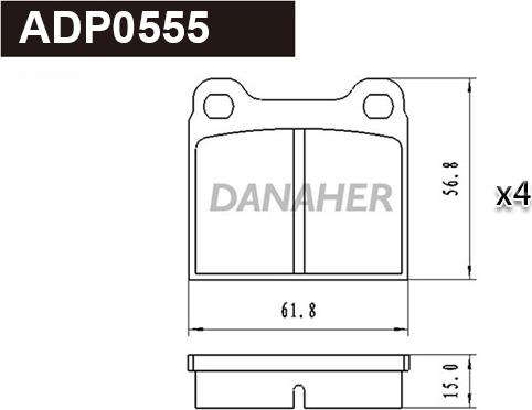 Danaher ADP0555 - Bremžu uzliku kompl., Disku bremzes ps1.lv